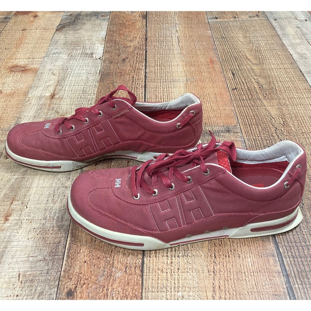Helly Hansen Mens Burgundy Canvas Low Top Sailing Boat Shoes HH Logo Sneaker - Picture 4 of 9